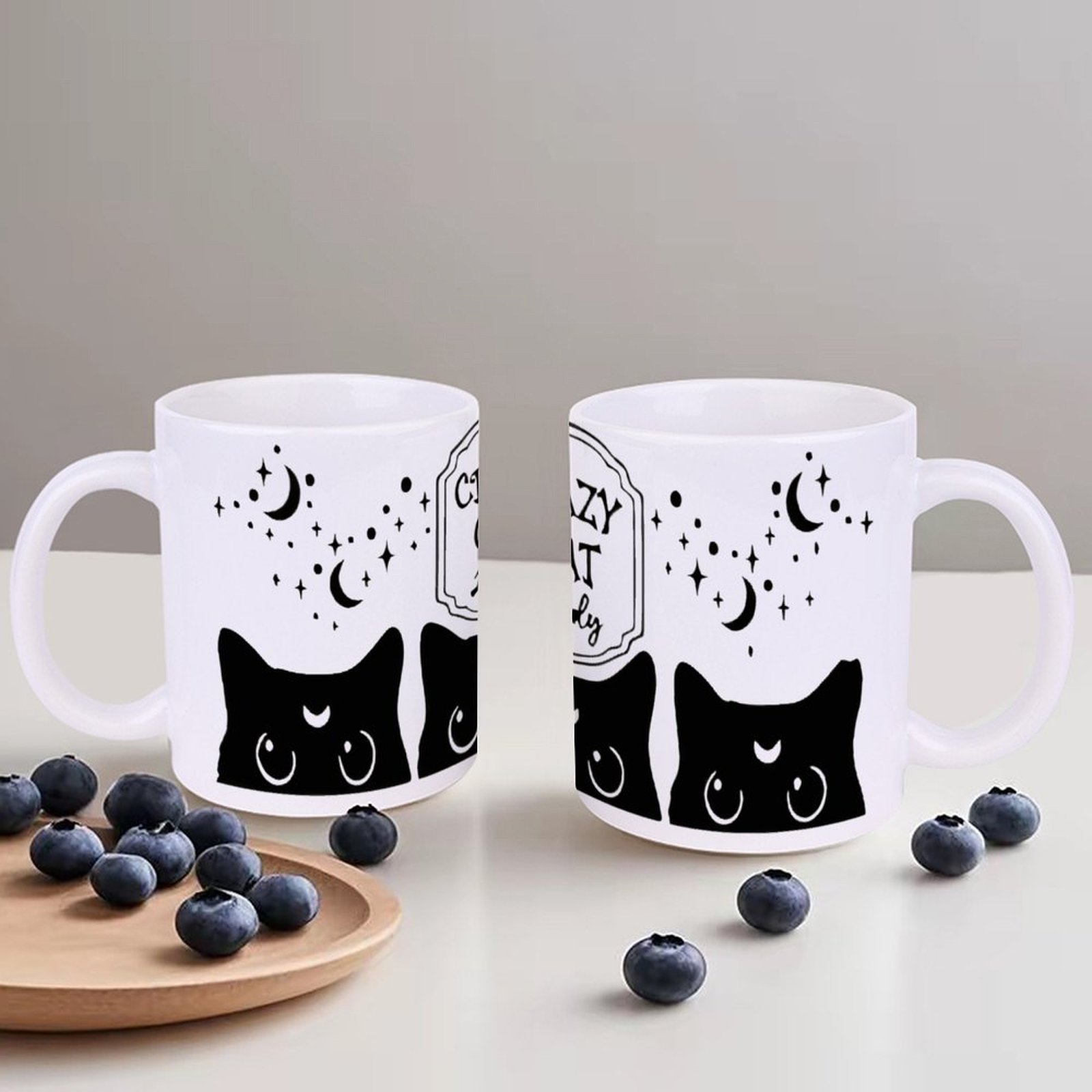 Sublimation Mug White - Three Black Cats With Crescent Moons