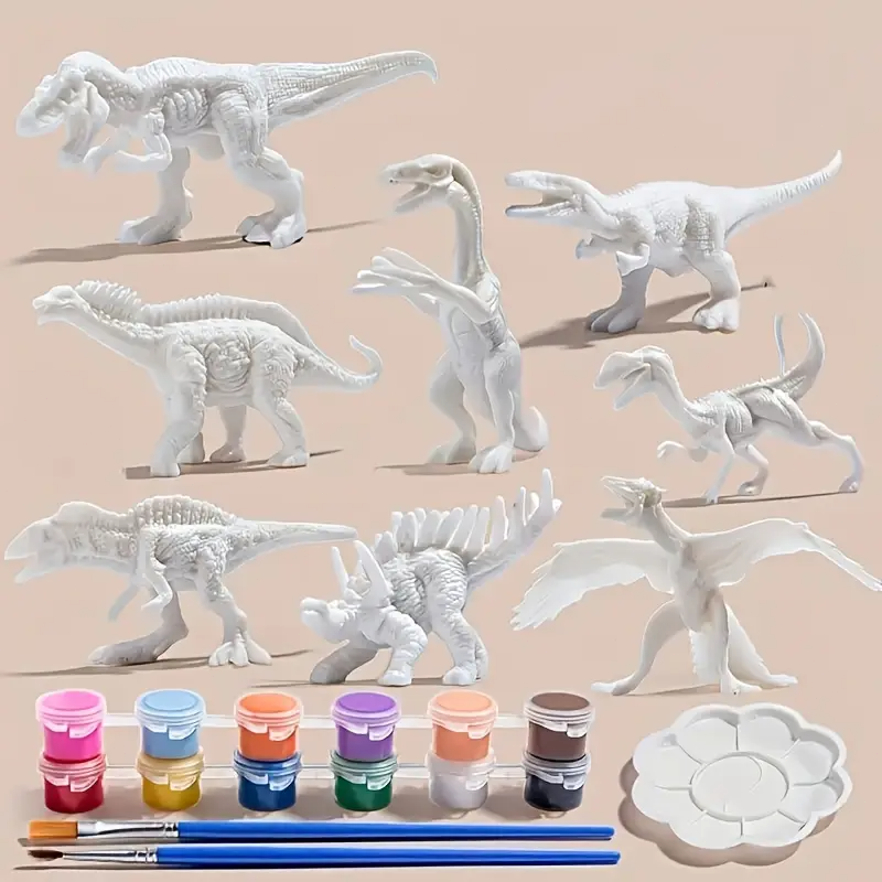 6pcs/8pcs, DIY Coloring Dinosa - Puzzle Blank White avaliação e preço