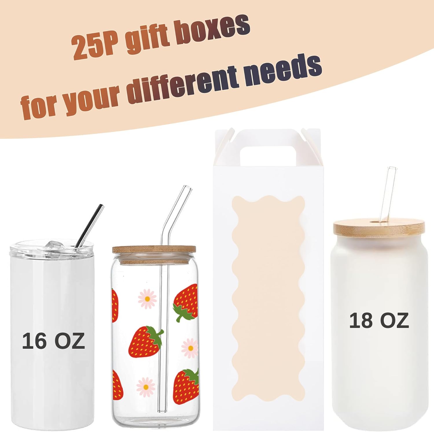25 Pack Tumbler Gift Boxes wit - Tumbler 20Oz White avaliação e preço