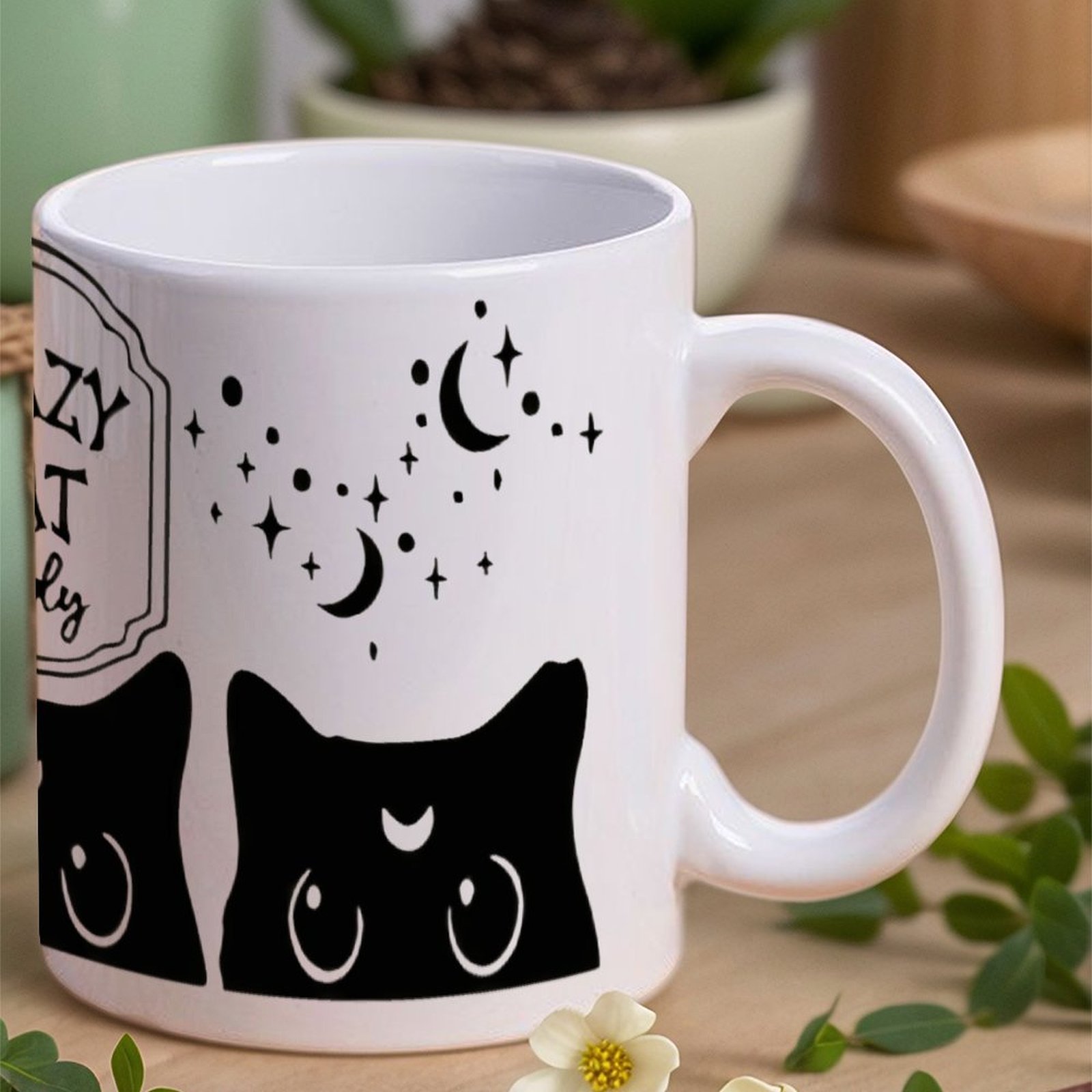 Three Black Cats With Crescent - Sublimation Mug White avaliação e preço