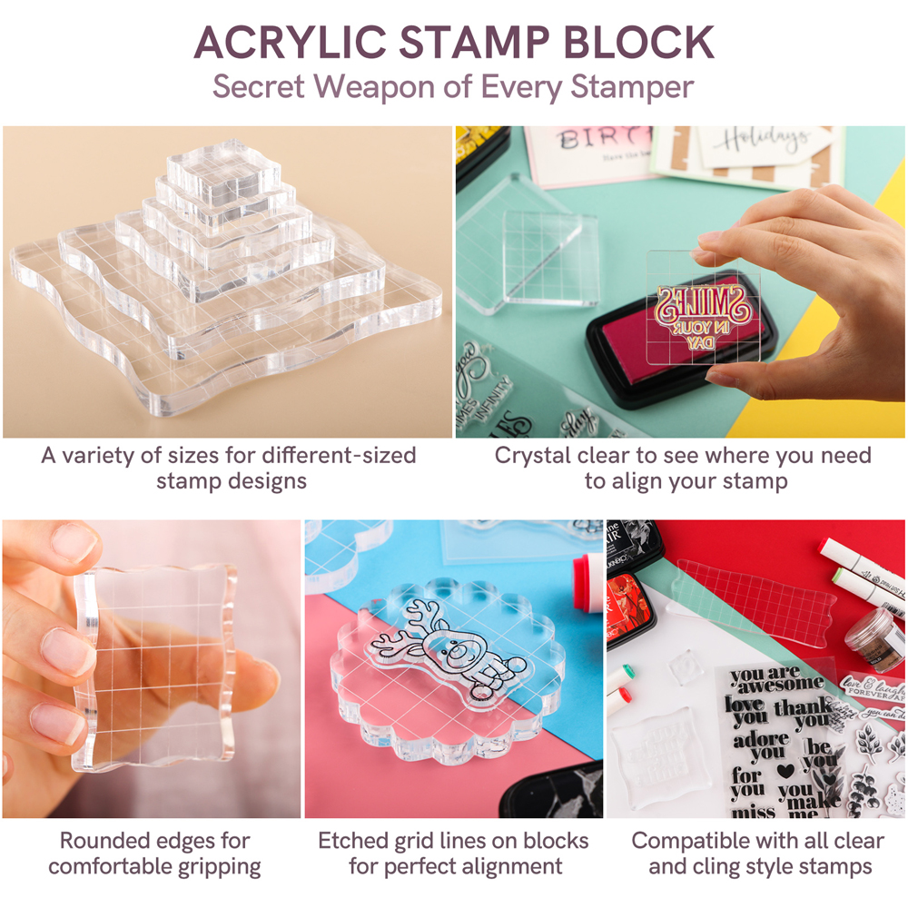 3pcs Clear Acrylic Stamp Block - Photo Acrylic Block avaliação e preço