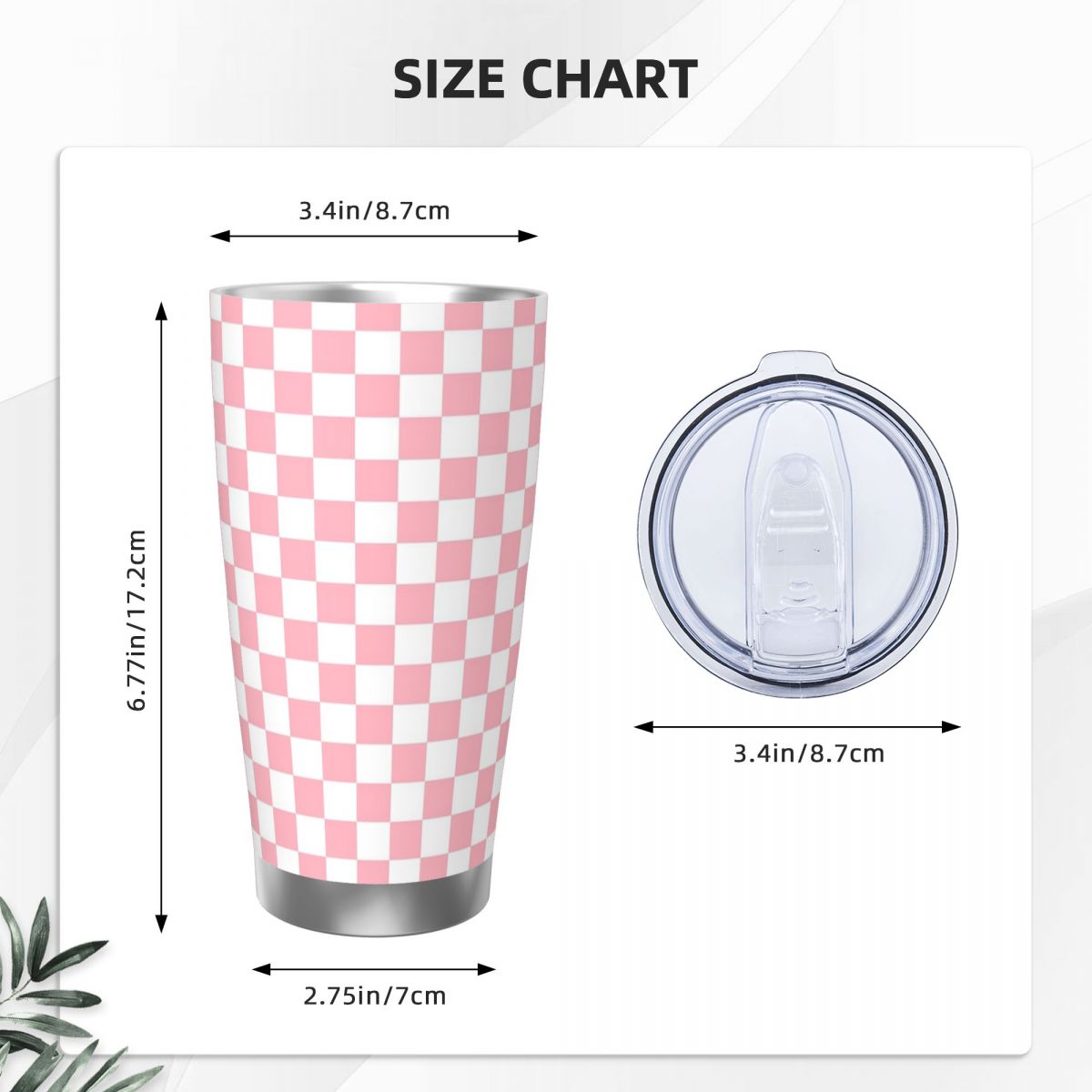 Pink White Checkerboard Patter - Tumbler 20Oz White avaliação e preço