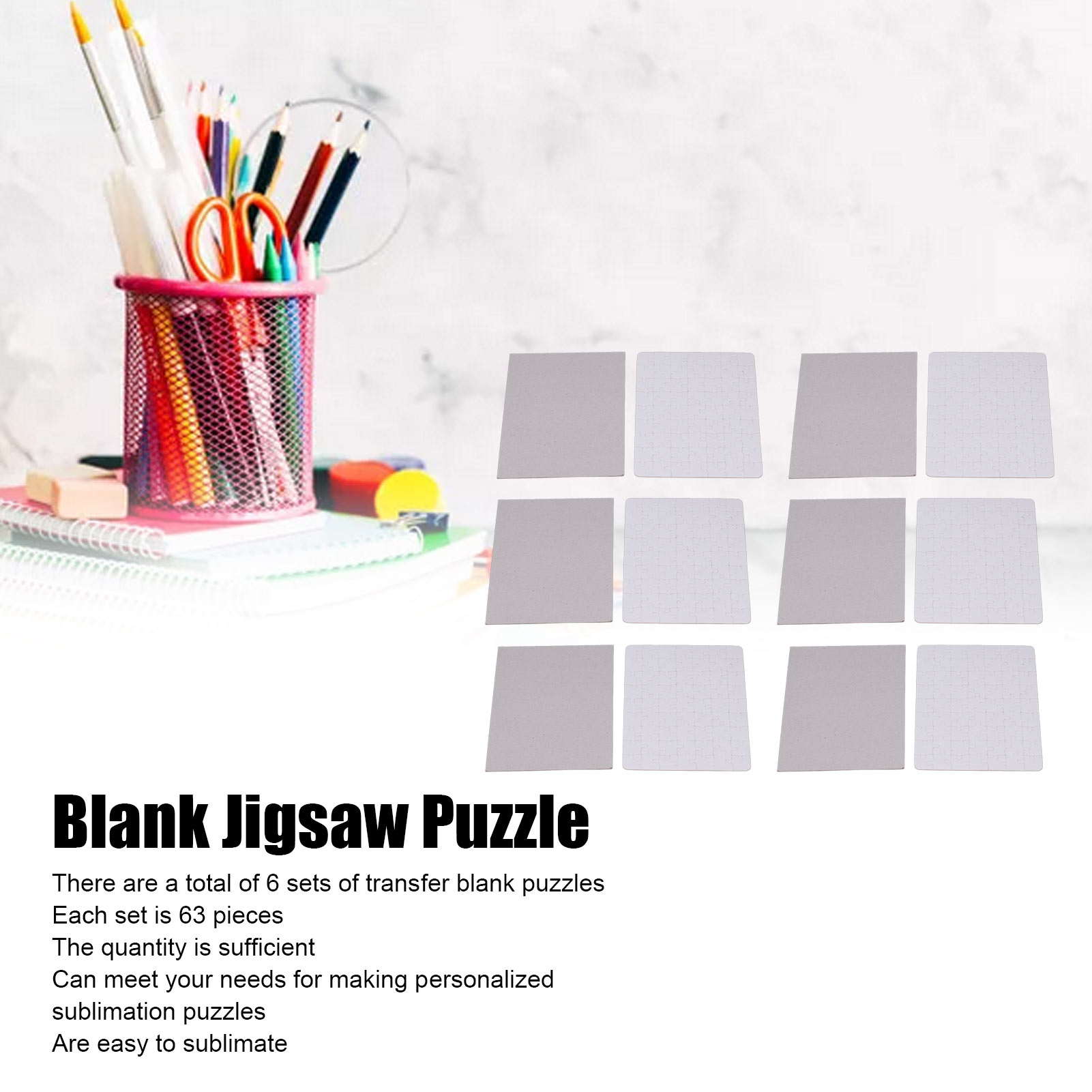 6 Set Blank Puzzles 13x18cm Wh - Puzzle Blank White avaliação e preço