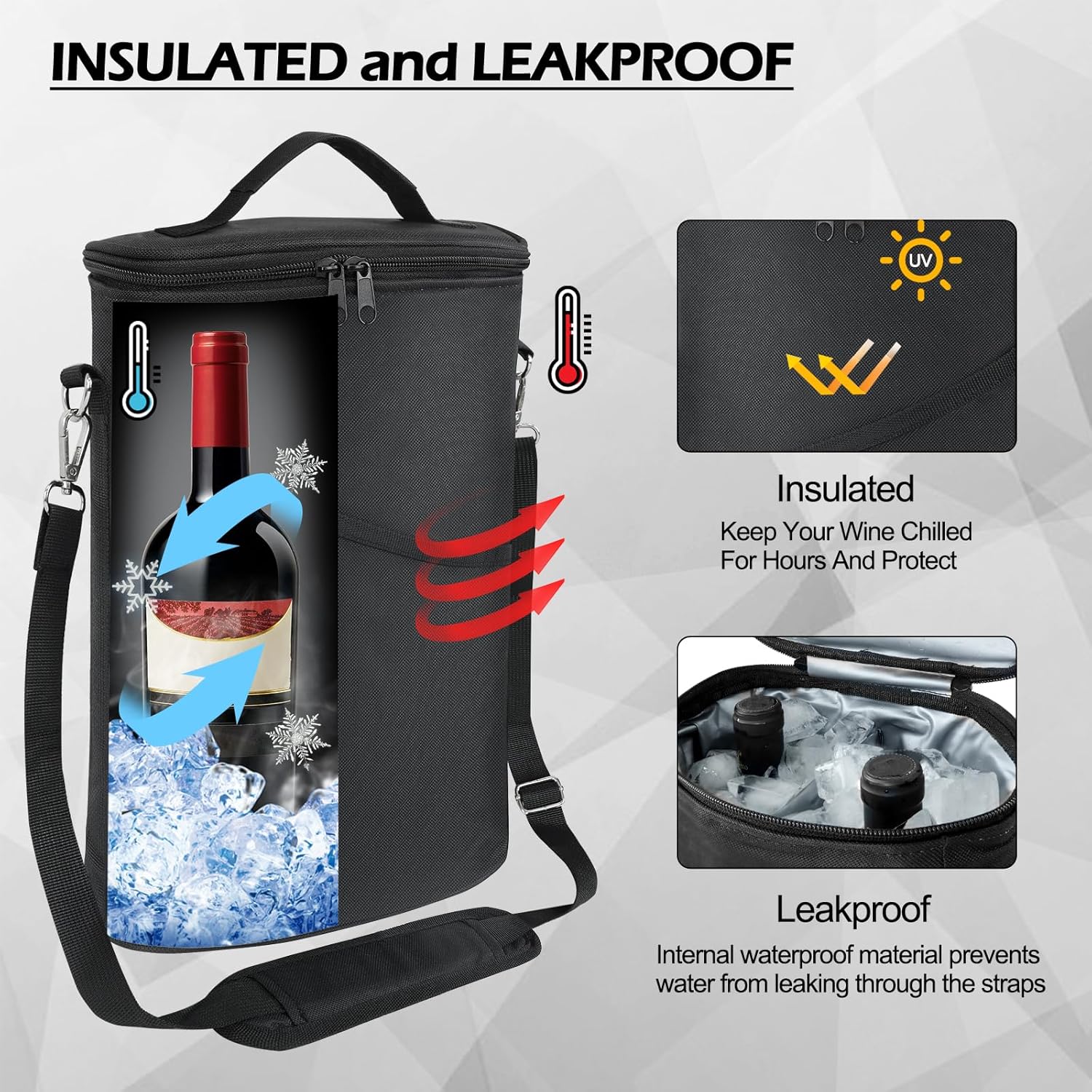 2 Bottle Wine Cooler Bag, Leak - Tote Bag Sublimation avaliação e preço