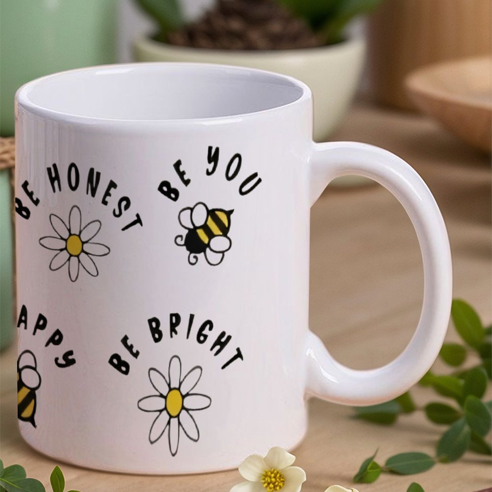 Four Stickers With Bees And Da - Sublimation Mug White avaliação e preço