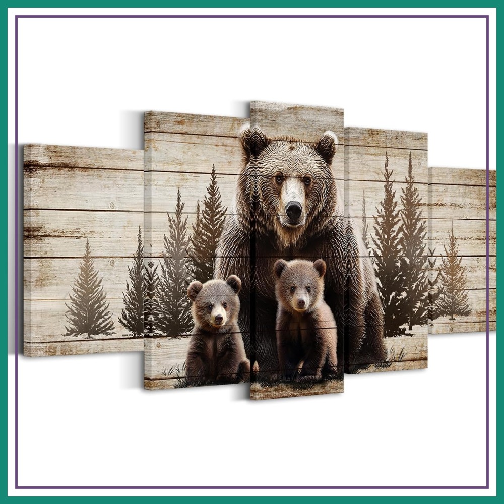 Large 5 Piece Vintage Grizzly  - Canvas Wrap Ready avaliação e preço