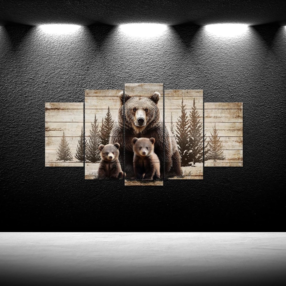 Large 5 Piece Vintage Grizzly  - Canvas Wrap Ready avaliação e preço