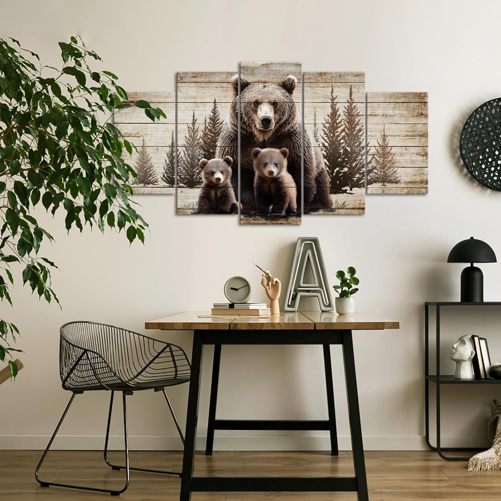 Large 5 Piece Vintage Grizzly  - Canvas Wrap Ready avaliação e preço