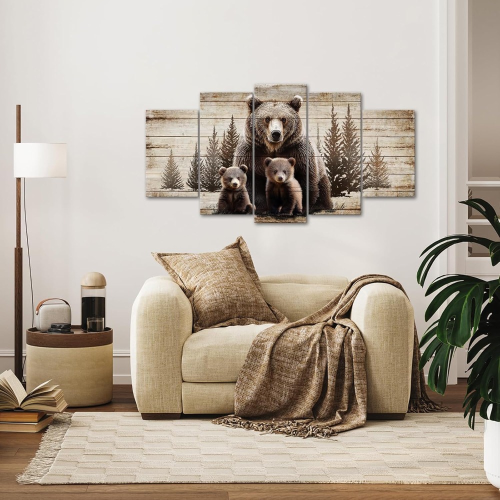 Large 5 Piece Vintage Grizzly  - Canvas Wrap Ready avaliação e preço
