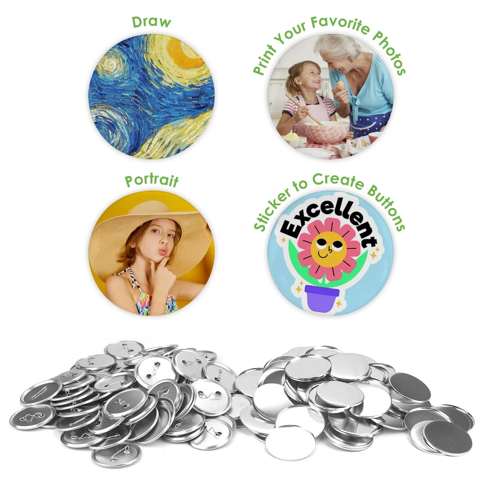 100PCS Blank Button Making Sup - Button Badge Blank avaliação e preço