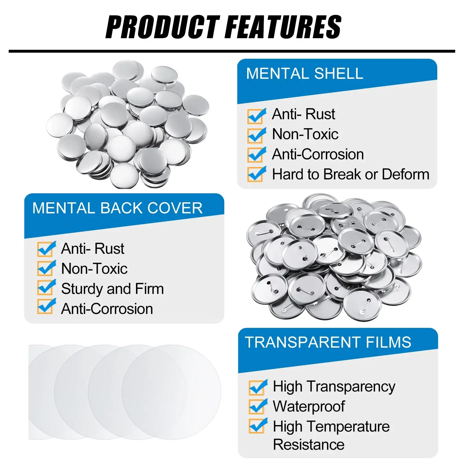 100PCS Blank Button Making Sup - Button Badge Blank avaliação e preço