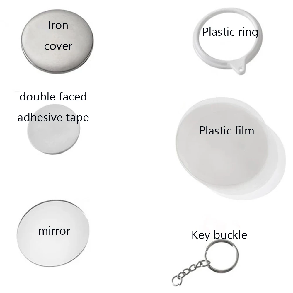 New 100PCS Key Ring Mirror Bla - Button Badge Blank avaliação e preço