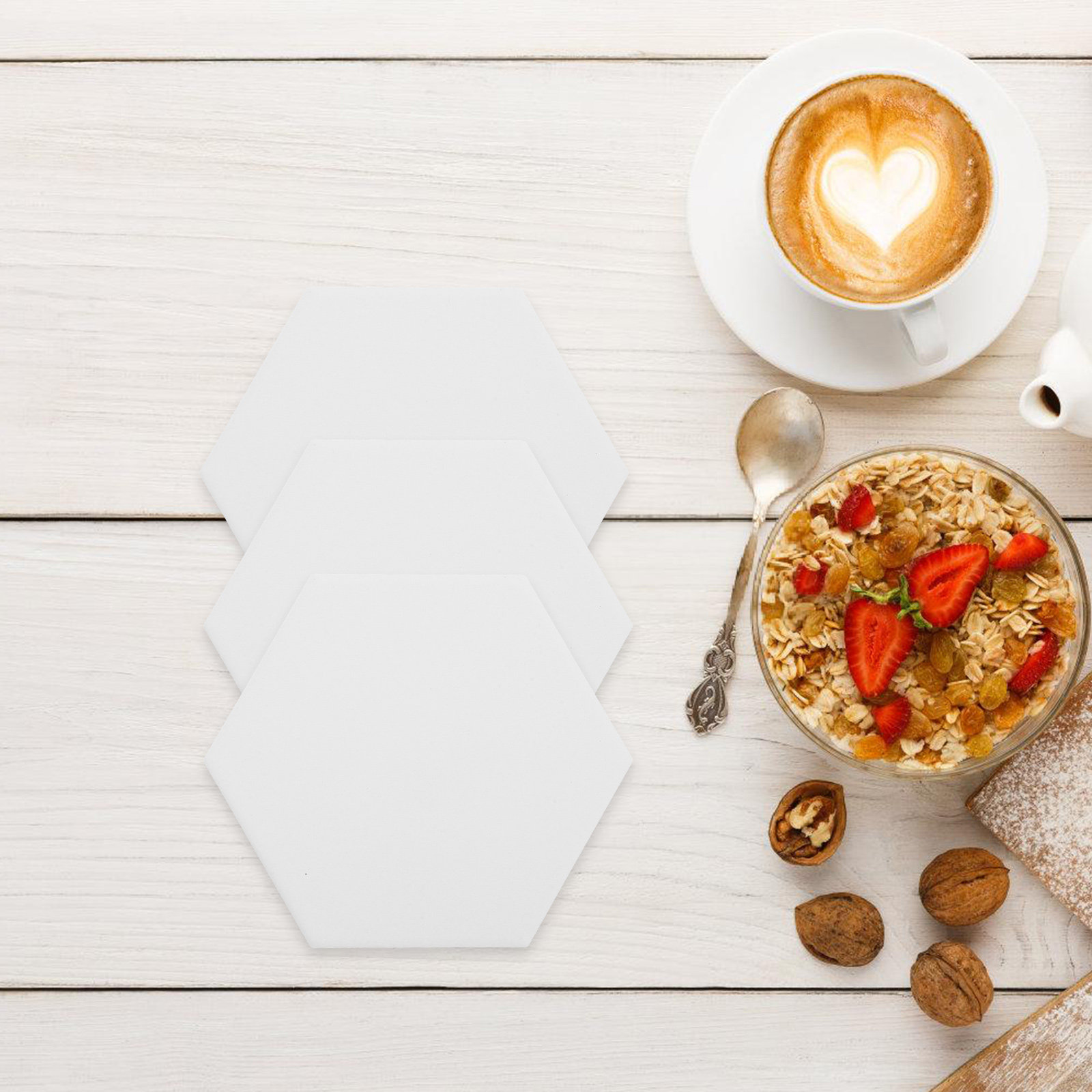 10Set White Hexagonal Ceramic  - Coaster Sublimation Blank avaliação e preço