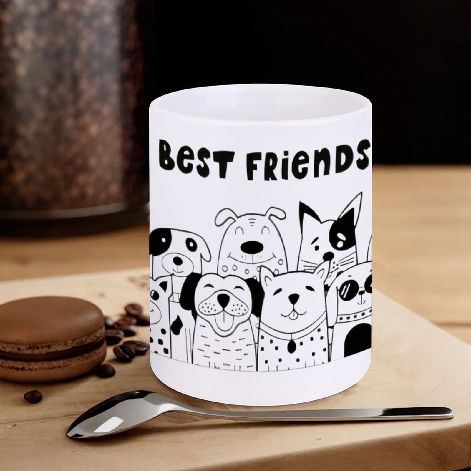 Illustration Of Dogs With The  - Sublimation Mug White avaliação e preço