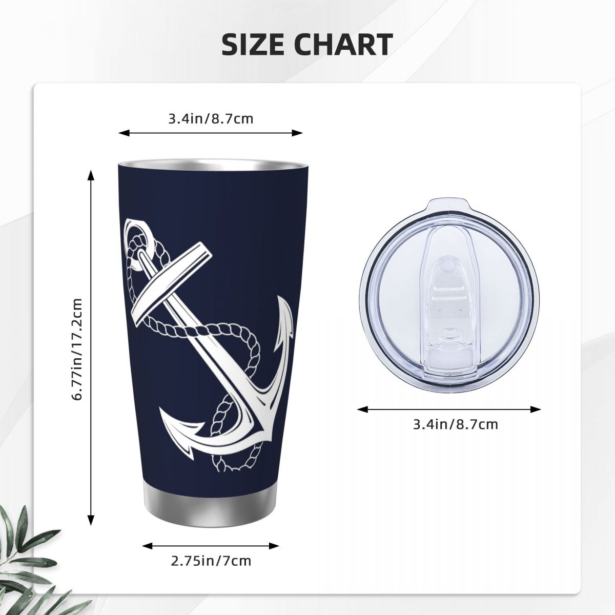 Anchor Nautical White & Navy S - Tumbler 20Oz White avaliação e preço