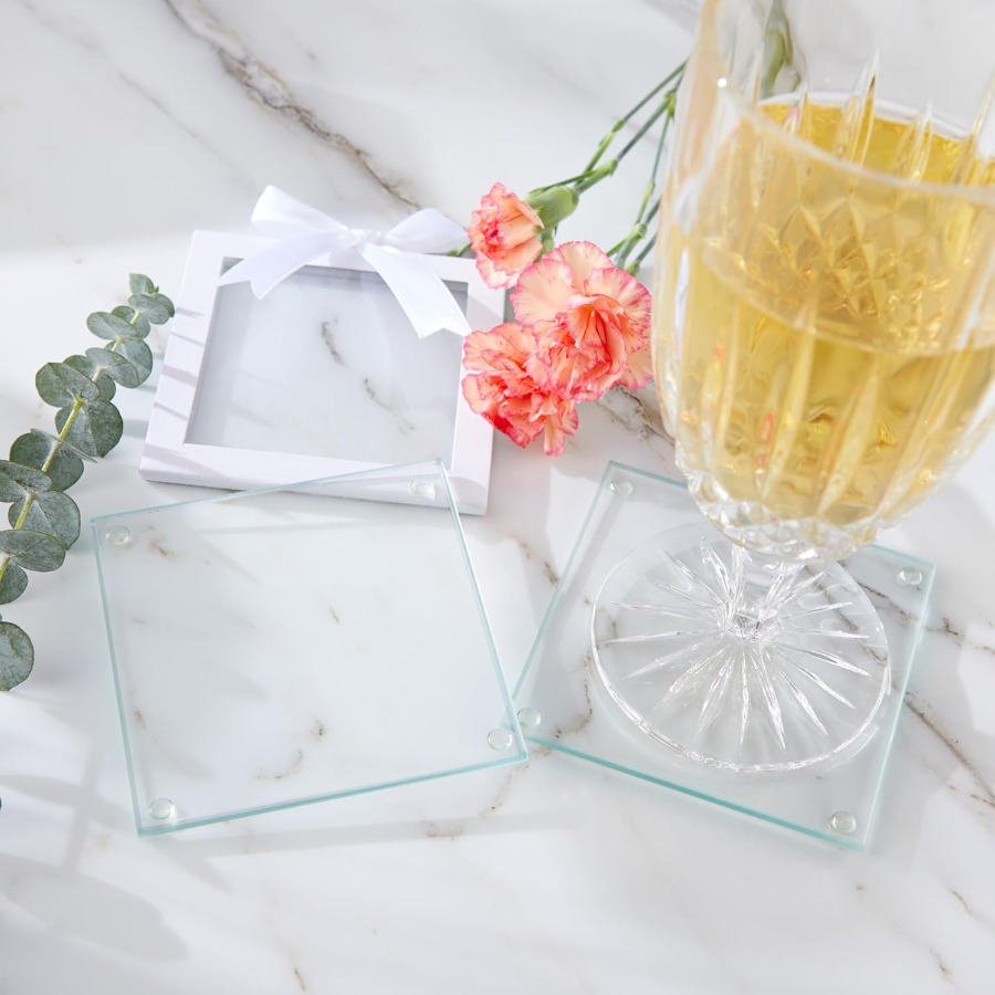 Clear Glass Drink Coasters Set - Coaster Sublimation Blank avaliação e preço