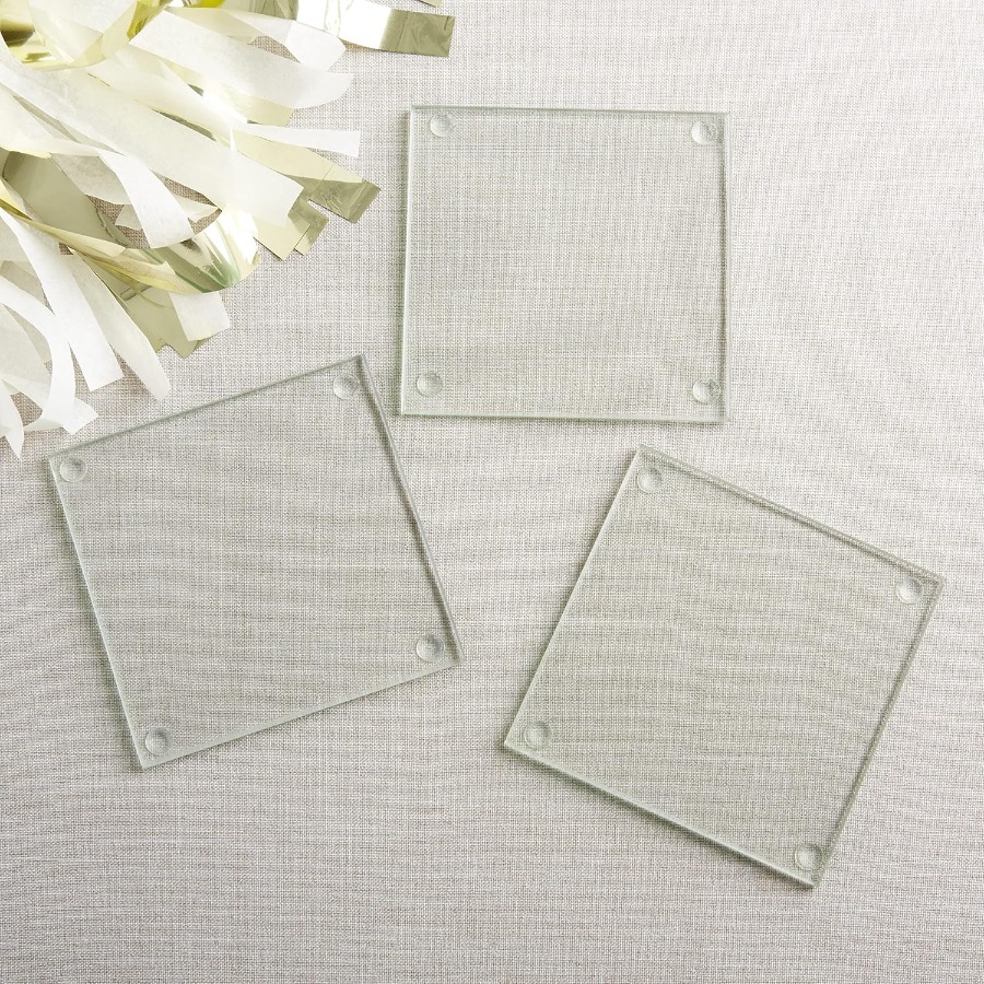 Clear Glass Drink Coasters Set - Coaster Sublimation Blank avaliação e preço
